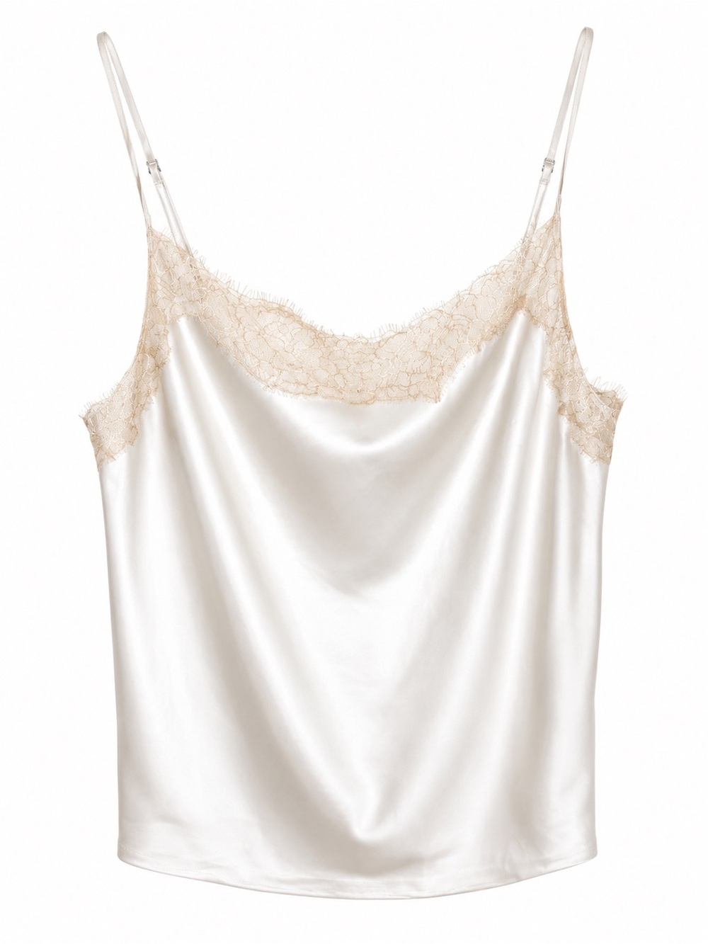 Victoria's Secret Ivory Satin & Lace Cami Tank Top Size M
